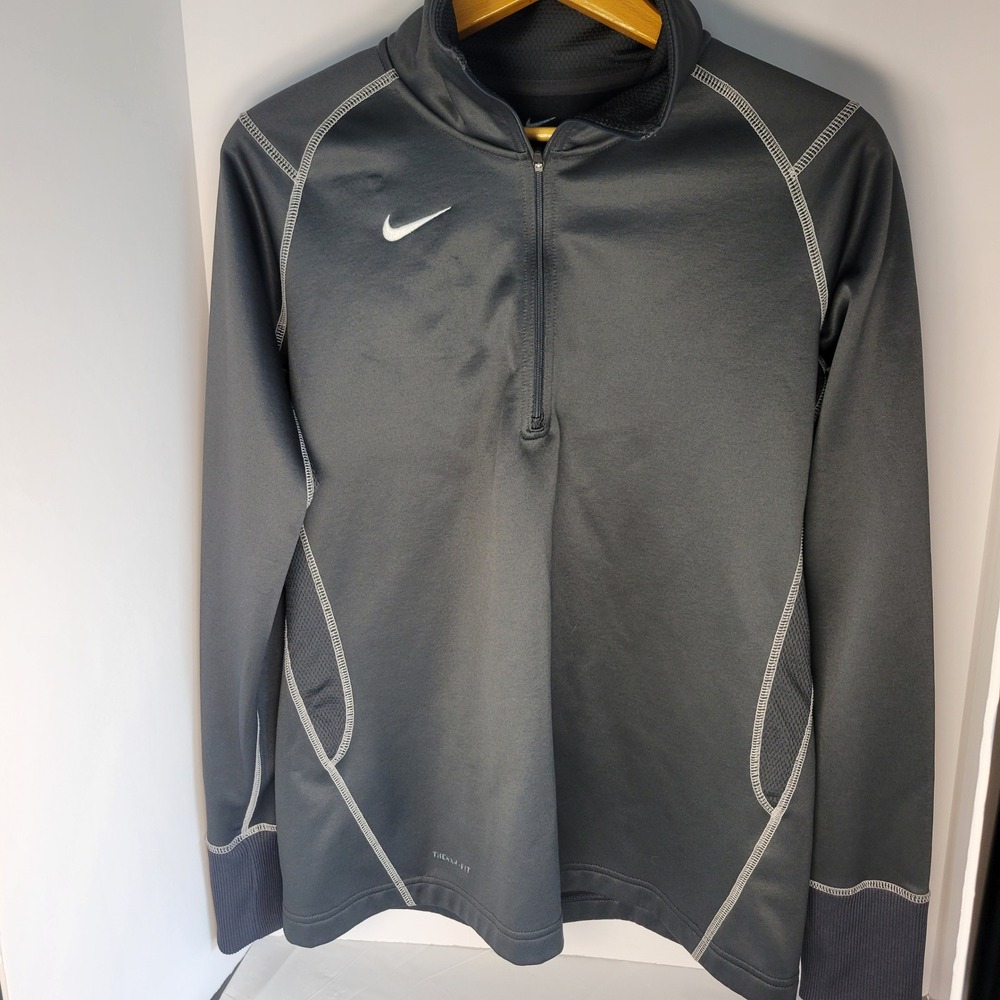 Nike Therma-FIT Mens Gray Quarter Zip Pullover Fleece Jacket 379185-060 L